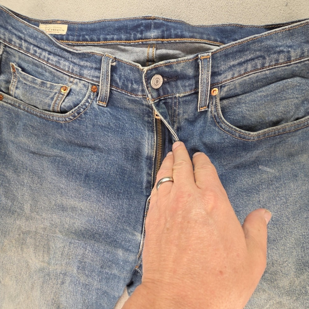 Levis 502 Jeans Mens Selvedge Blue Med Wash Regular Honeycomb Fits 34x31 - Picture 11 of 16